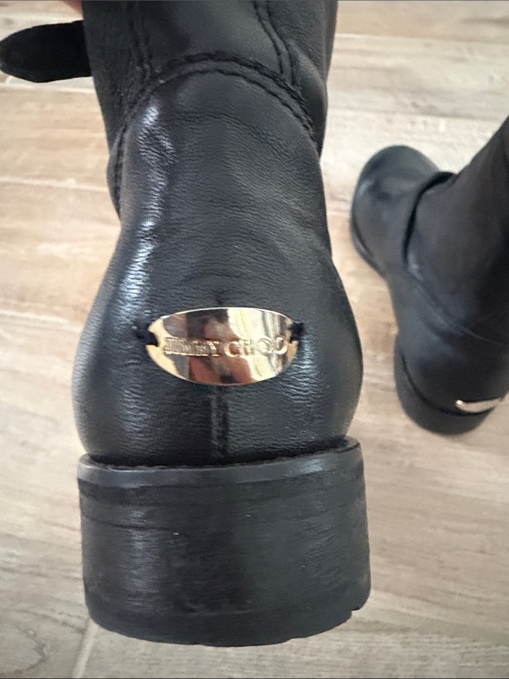 Jimmy Choo Black Leather Mid-Calf Buckle Boots - Picture 5 of 8